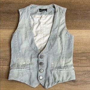 Diesel Black Gold Distressed Striped Vest NWOT